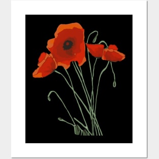 Pretty Red Poppies Artistic WIldflowers Posters and Art